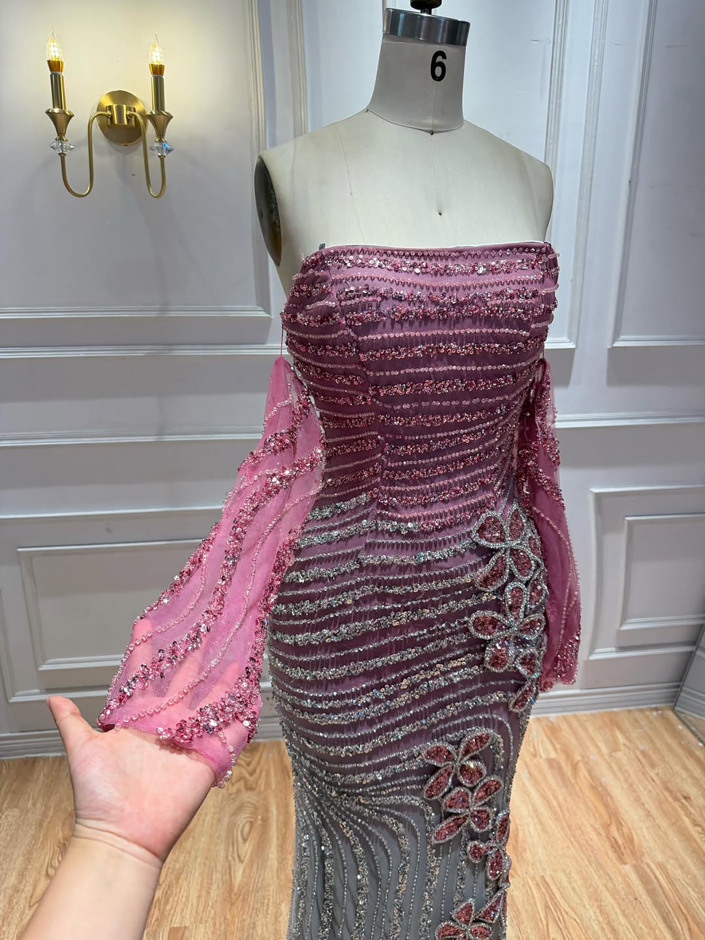 Luxury Pink Gradient Beaded Mermaid Evening Dress LA73532 SERENE HILL