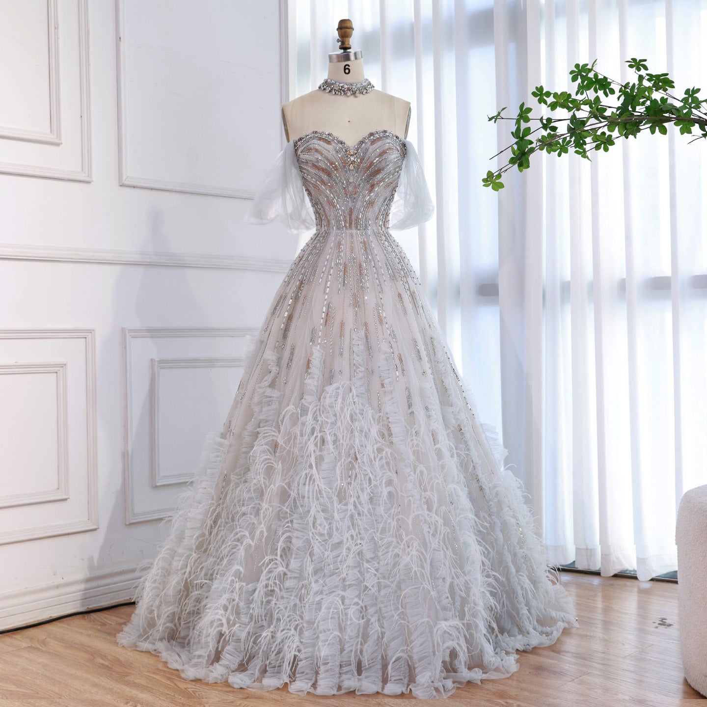 a line feather dress Short Strapless A-line Dress by Amelia Couture 5082S  ABC Fashion