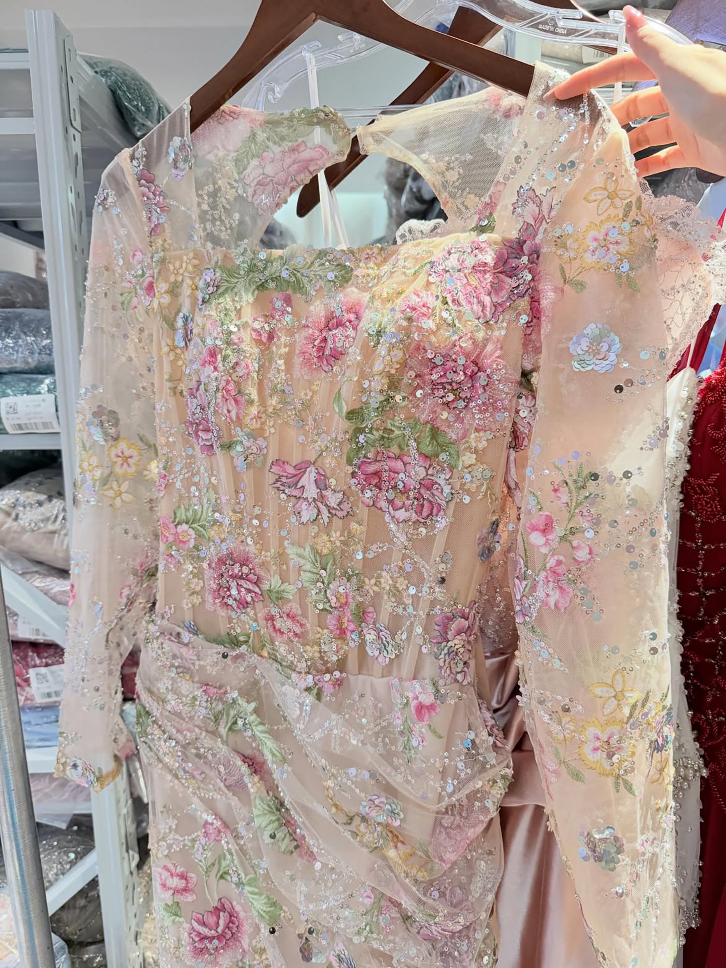 Luxury Nude Pink Floral Beaded Mermaid Evening Dress LA73552G SERENE HILL