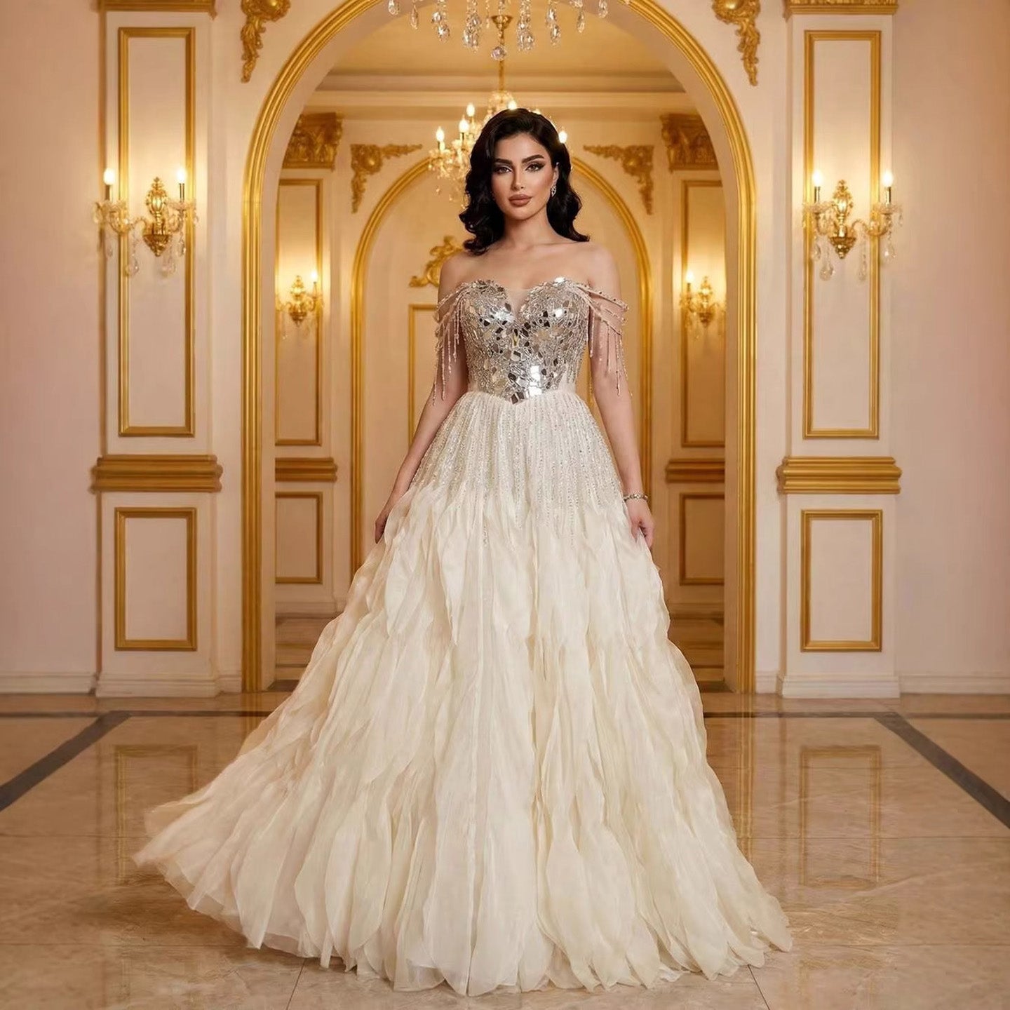 beige ball dress Luxury Beaded Off Shoulder Gown Evening LA73587 – SERENE HILL White Fox If you see the Baby Blue Greek Goddess Light Size:S/M 55'