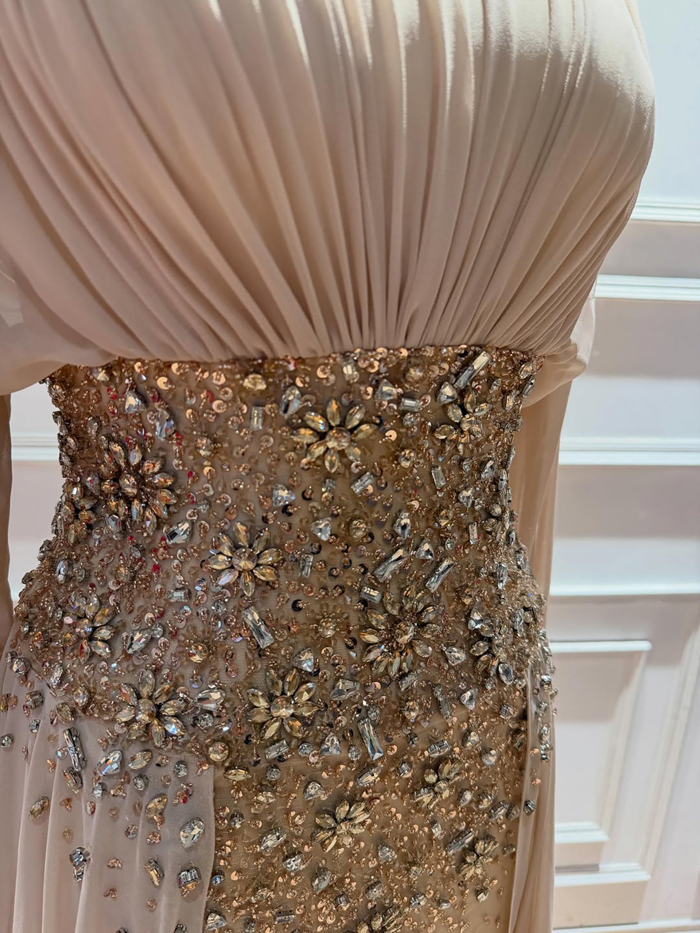 Luxury Nude Crystal Beaded Long Sleeves Evening Dress LA73598 SERENE HILL