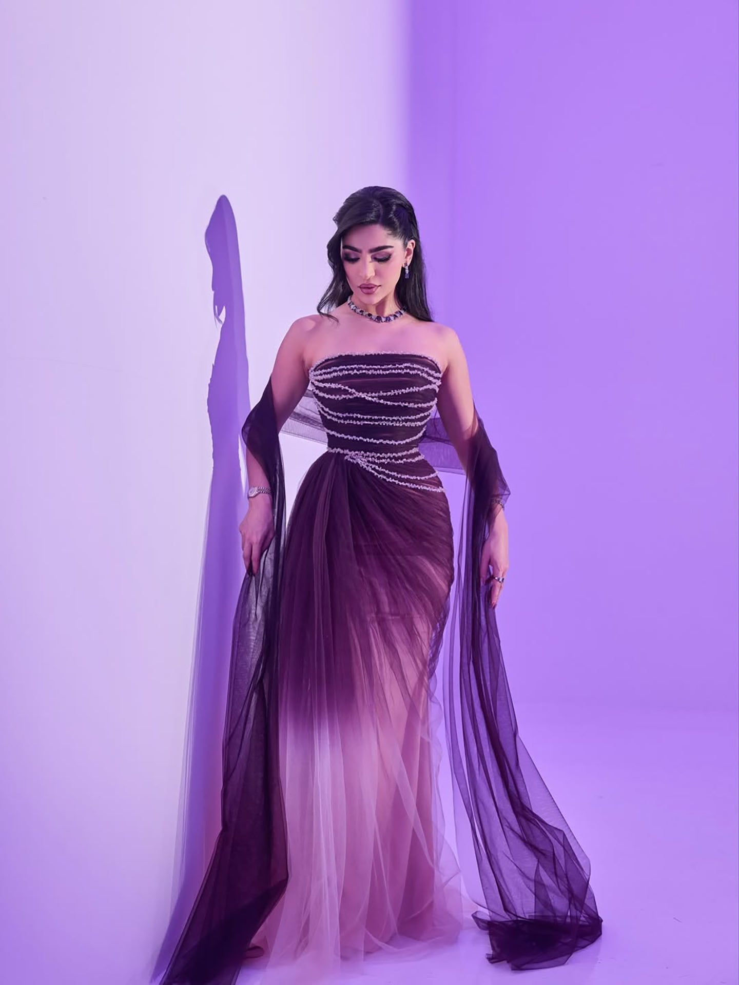 Wine Red Strapless Beaded Evening Dress LA73630 - SERENE HILL