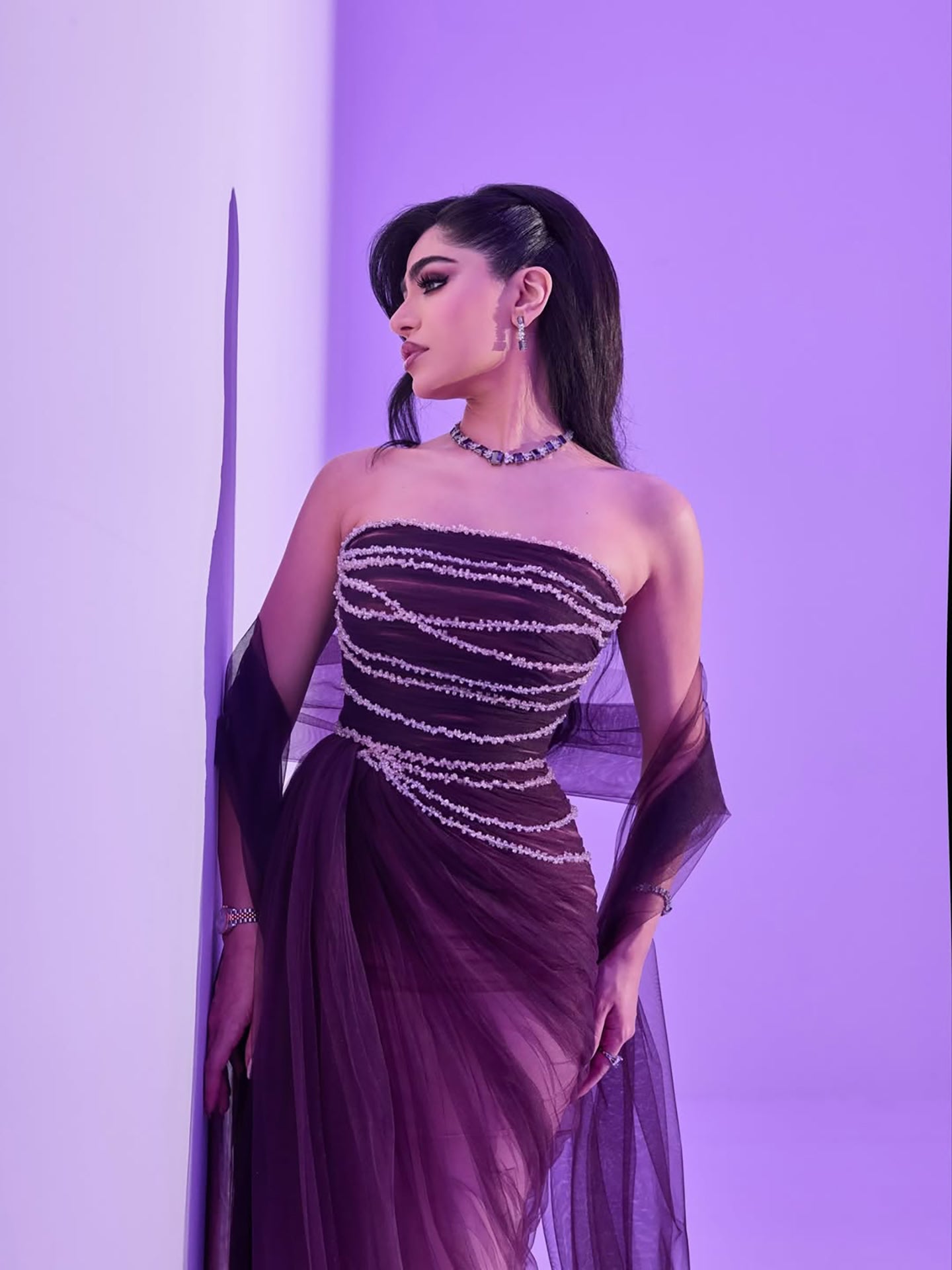 Wine Red Strapless Beaded Evening Dress LA73630 - SERENE HILL