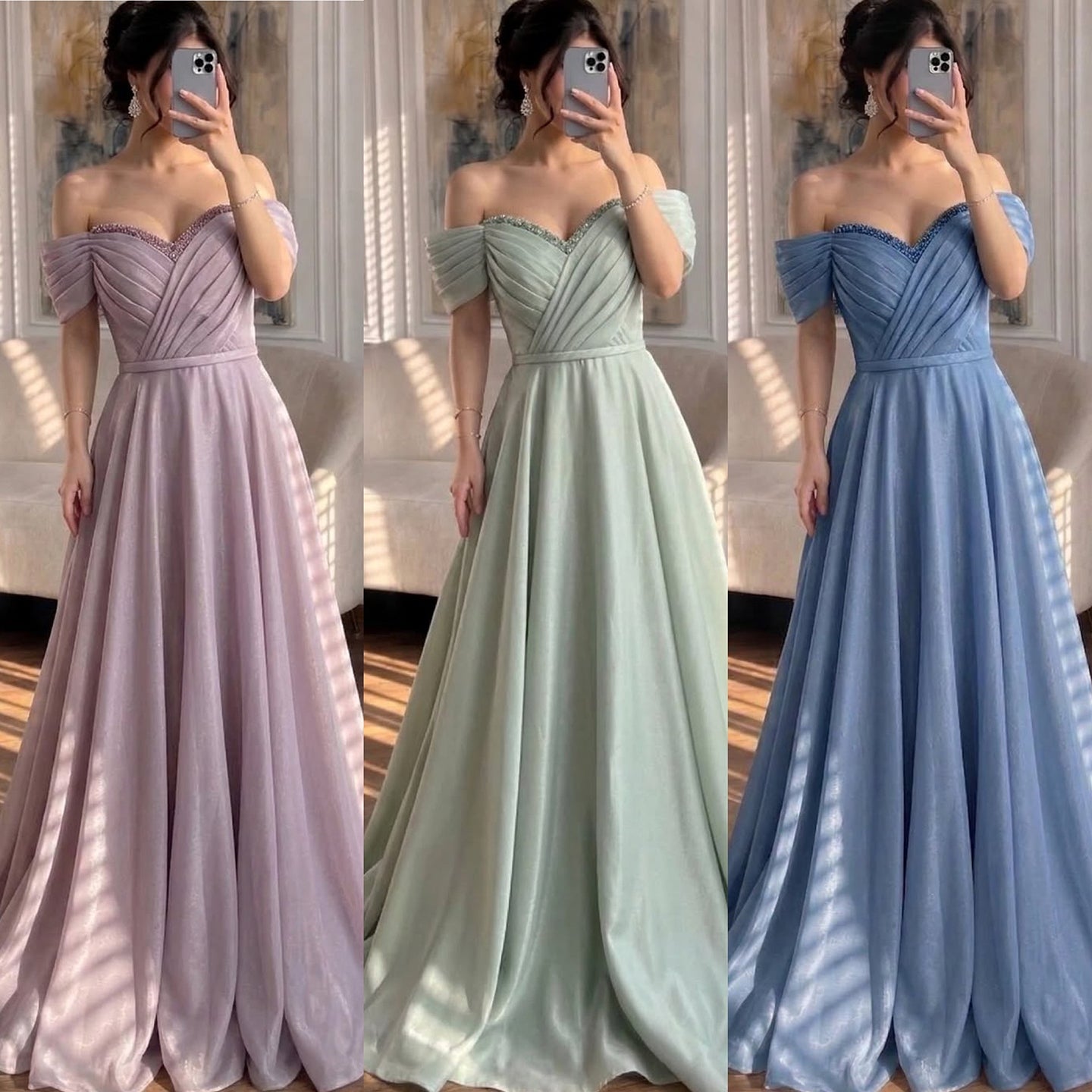 Luxury Pink Off Shoulder A-Line Evening Dress Ruched LA73681 - SERENE HILL