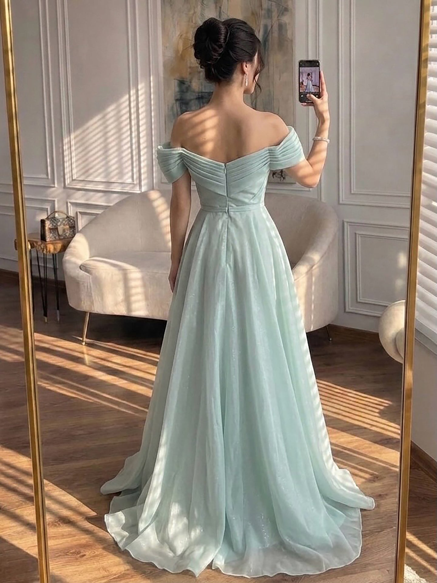 Luxury Pink Off Shoulder A-Line Evening Dress Ruched LA73681