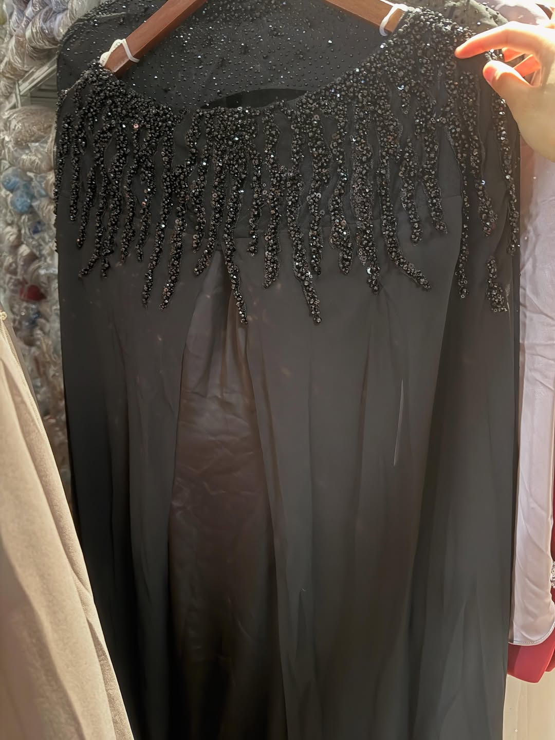 Luxury Green Beaded Cape Long Sleeve Satin Mermaid Dress LA73683 SERENE HILL