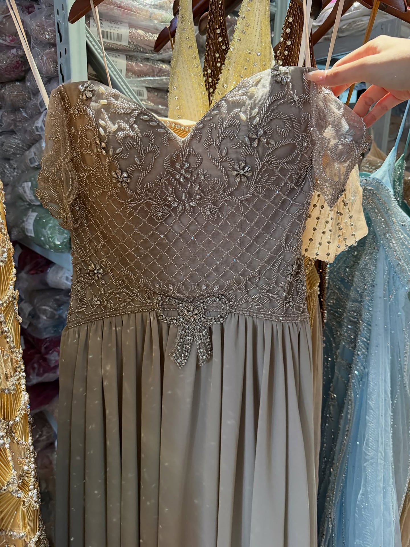 Elegant Caramel Beaded Chiffon A Line Sweetheart Evening Dress LA73698 SERENE HILL