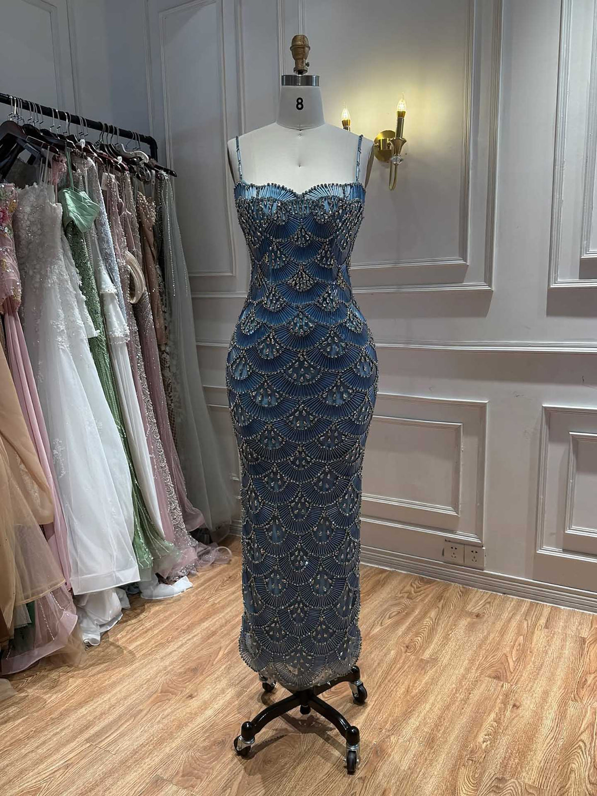 Luxury Gold Beaded Mermaid Evening Dress LA73733