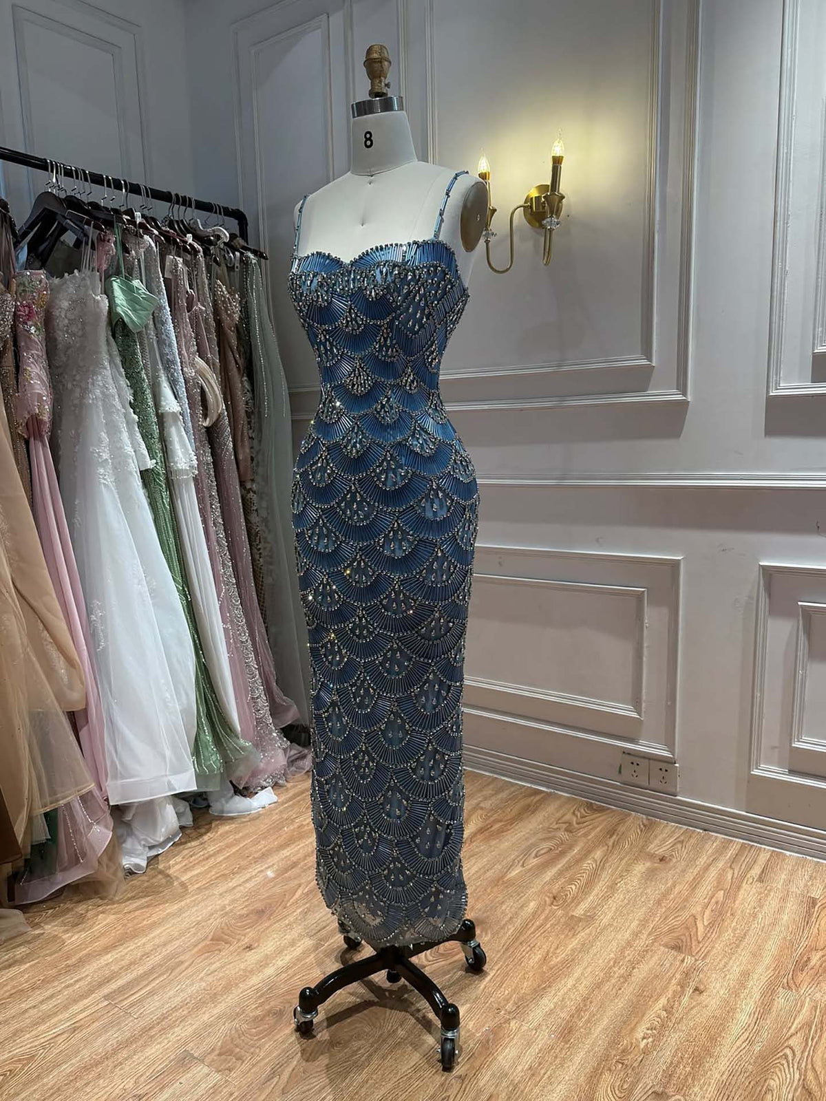 Luxury Gold Beaded Mermaid Evening Dress LA73733