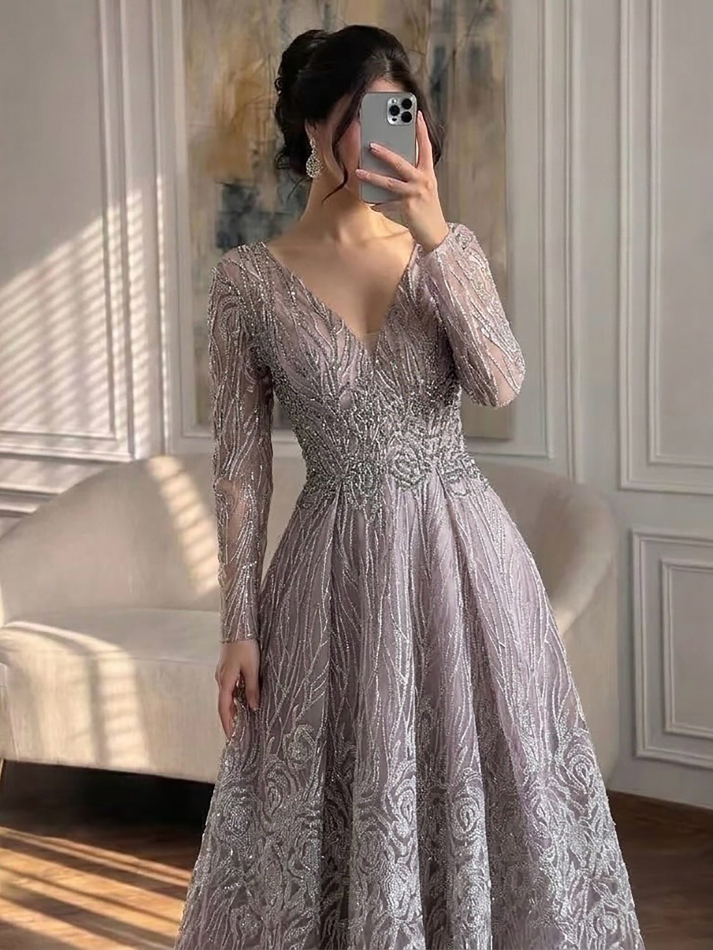 Luxury Pink Beaded A Line Evening Dress LA73744 SERENE HILL