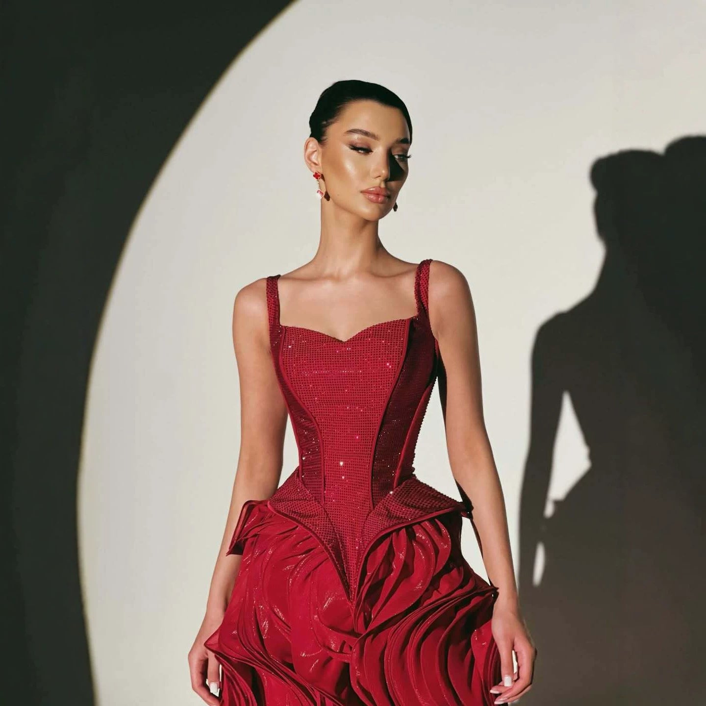 red beaded cocktail dress Luxury Wine Mermaid Evening LA73750 Wine Red / 16 Chris Brown Fashion while the back zipper product_family:L14353W Size:L (10 - 12)