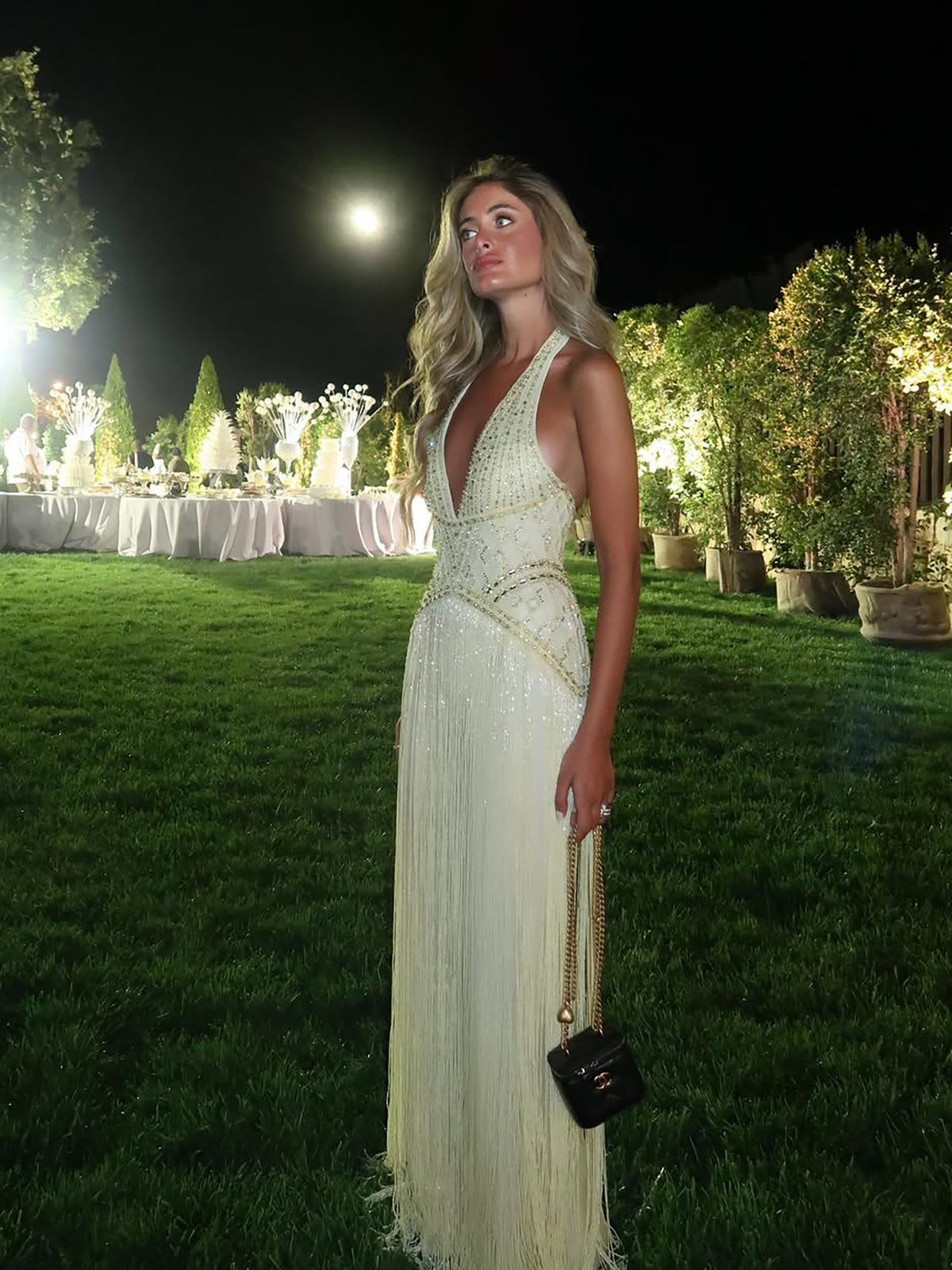 Luxury Butter Yellow Halter Fringe Evening Dress LA73765 SERENE HILL