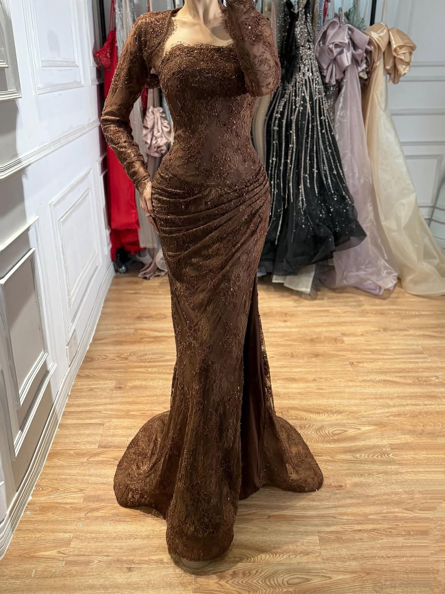 Luxury Blue Lace Beaded Mermaid Gown LA73769 SERENE HILL