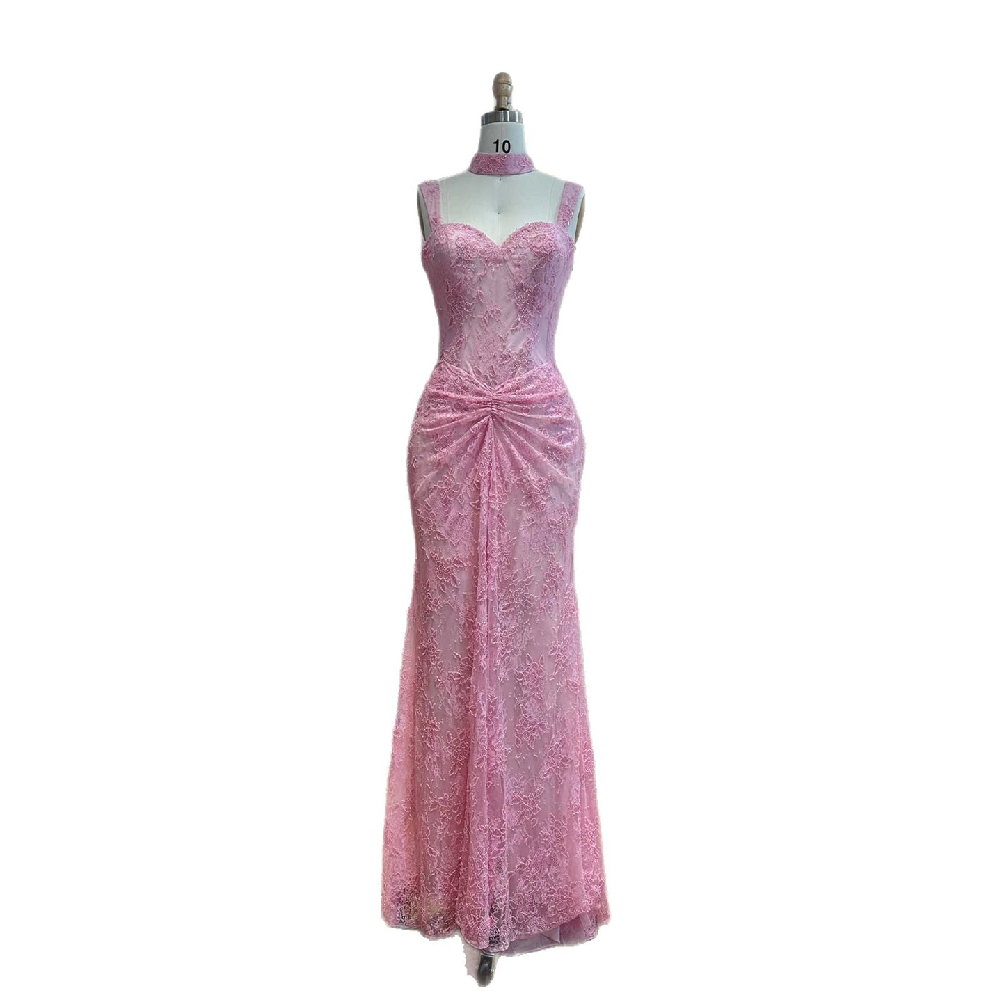 Luxury Pink Beaded Lace Mermaid Evening Dress With Choker LA73789 SERENE HILL
