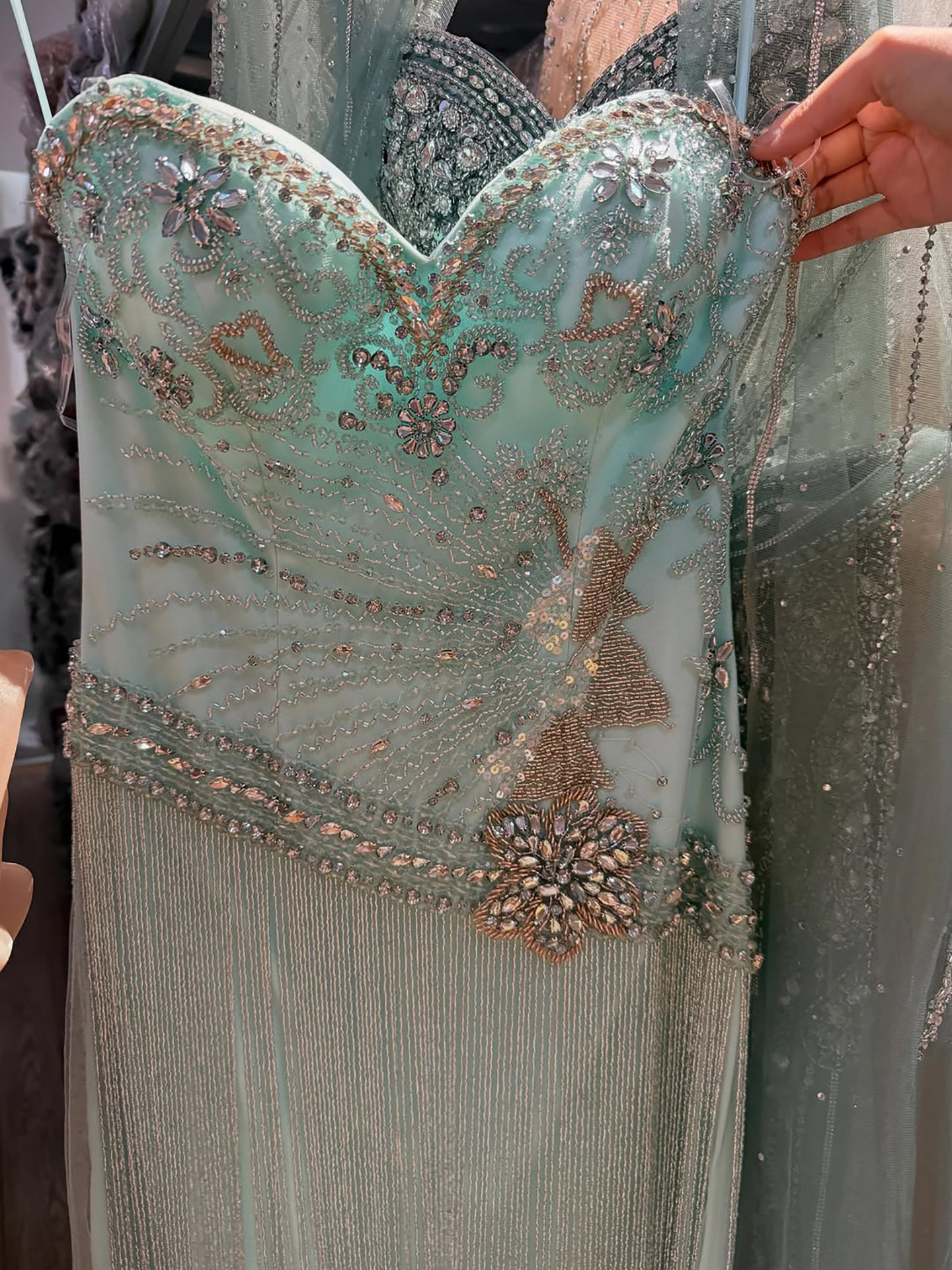 Luxury Tiffany Sweetheart Beaded Fringe Evening Dress LA73800