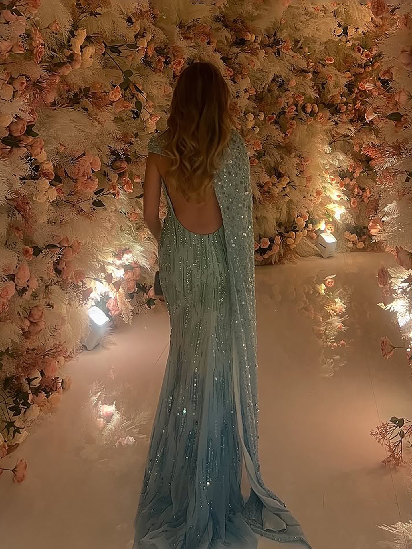 Luxury Blue One Shoulder Ombre Beaded Backless Mermaid Dress LA73845 SERENE HILL