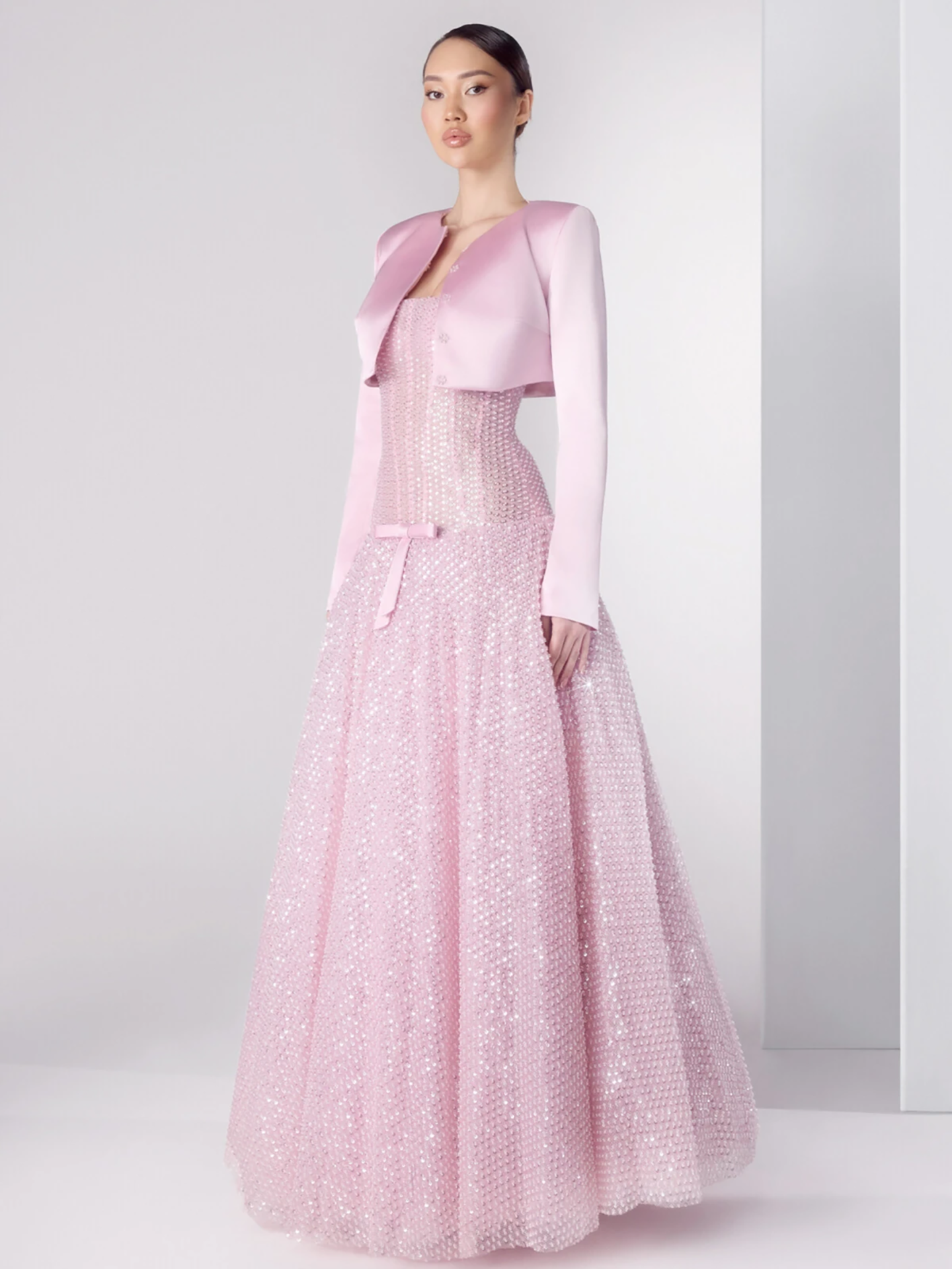 Luxury Pink Beaded Strapless A Line Evening Dress with Jacket LA73876 SERENE HILL