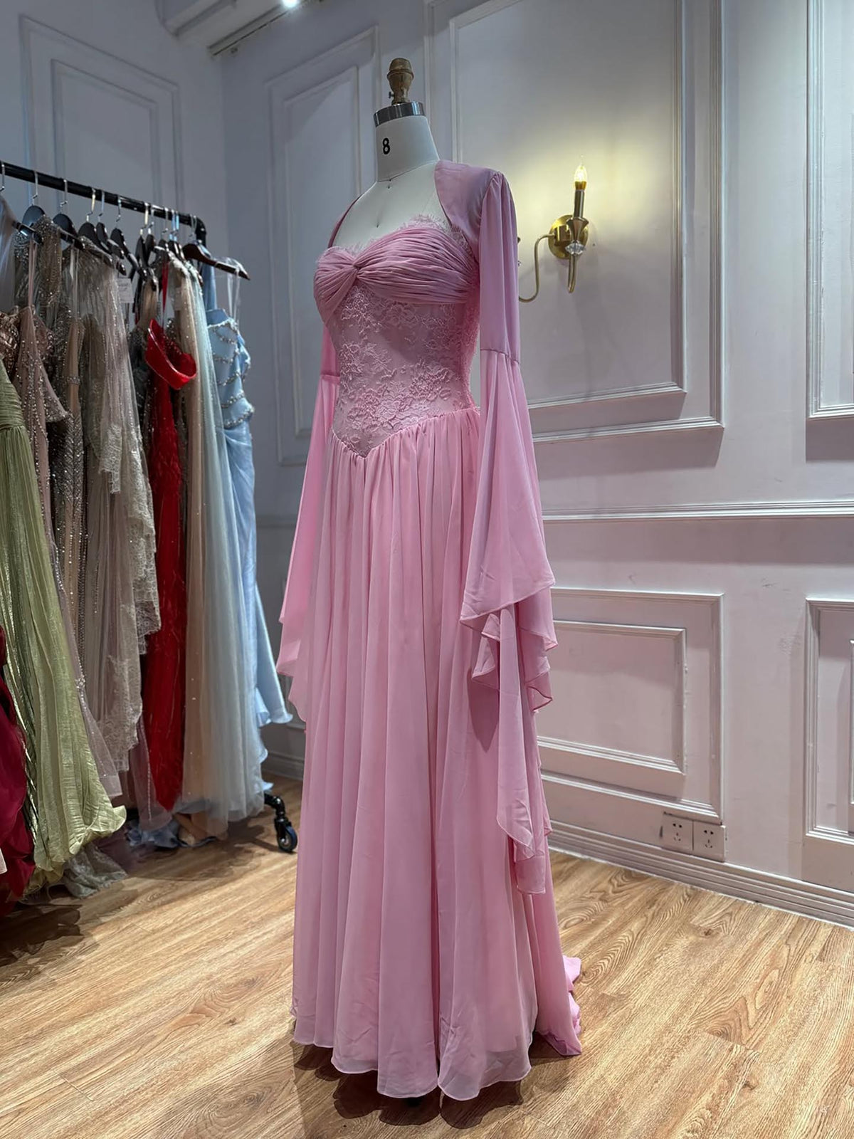 Luxury Yellow Lace Beaded Corset Chiffon A-Line Dress LA73917