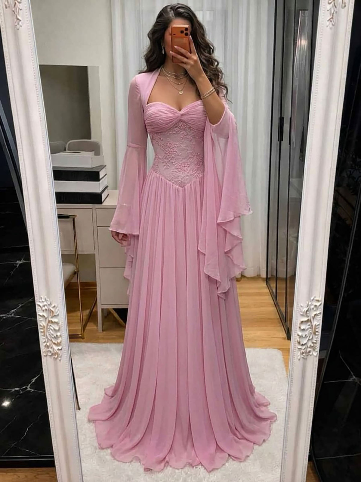 Luxury Yellow Lace Beaded Corset Chiffon A-Line Dress LA73917