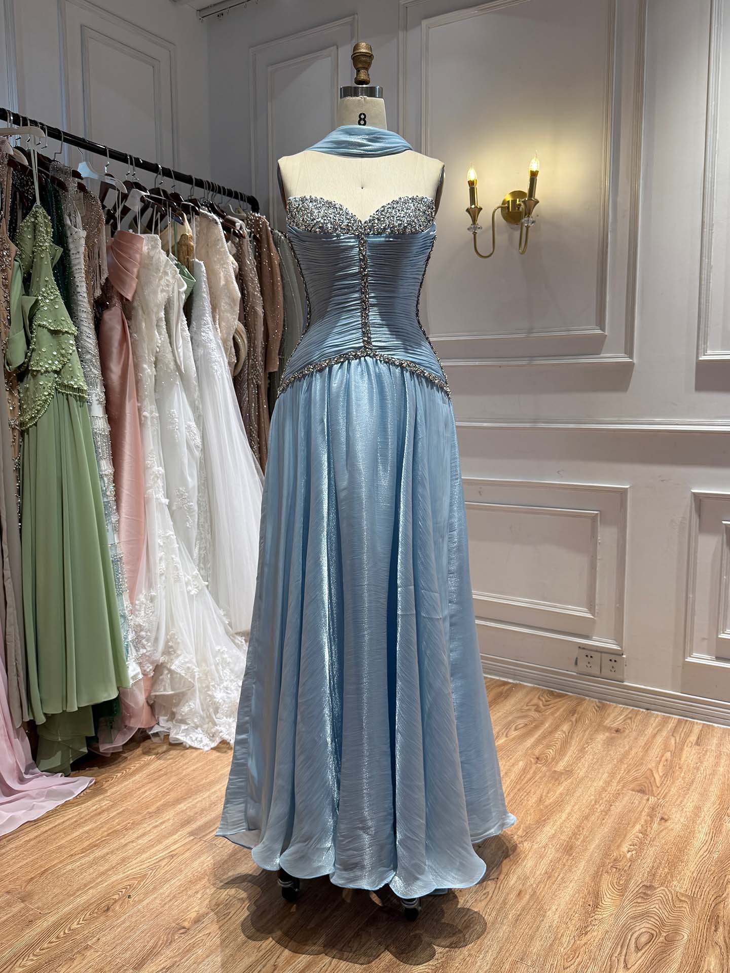 Luxury Yellow Crystal Beaded Strapless A-Line Evening Dress LA73930 SERENE HILL