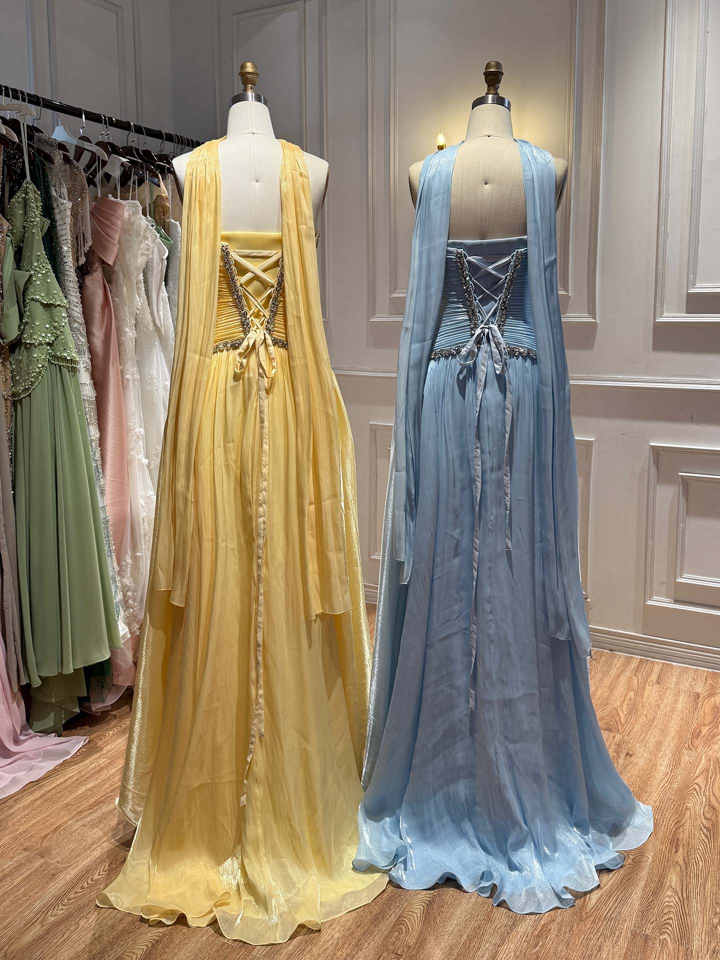 Luxury Yellow Crystal Beaded Strapless A-Line Evening Dress LA73930 SERENE HILL