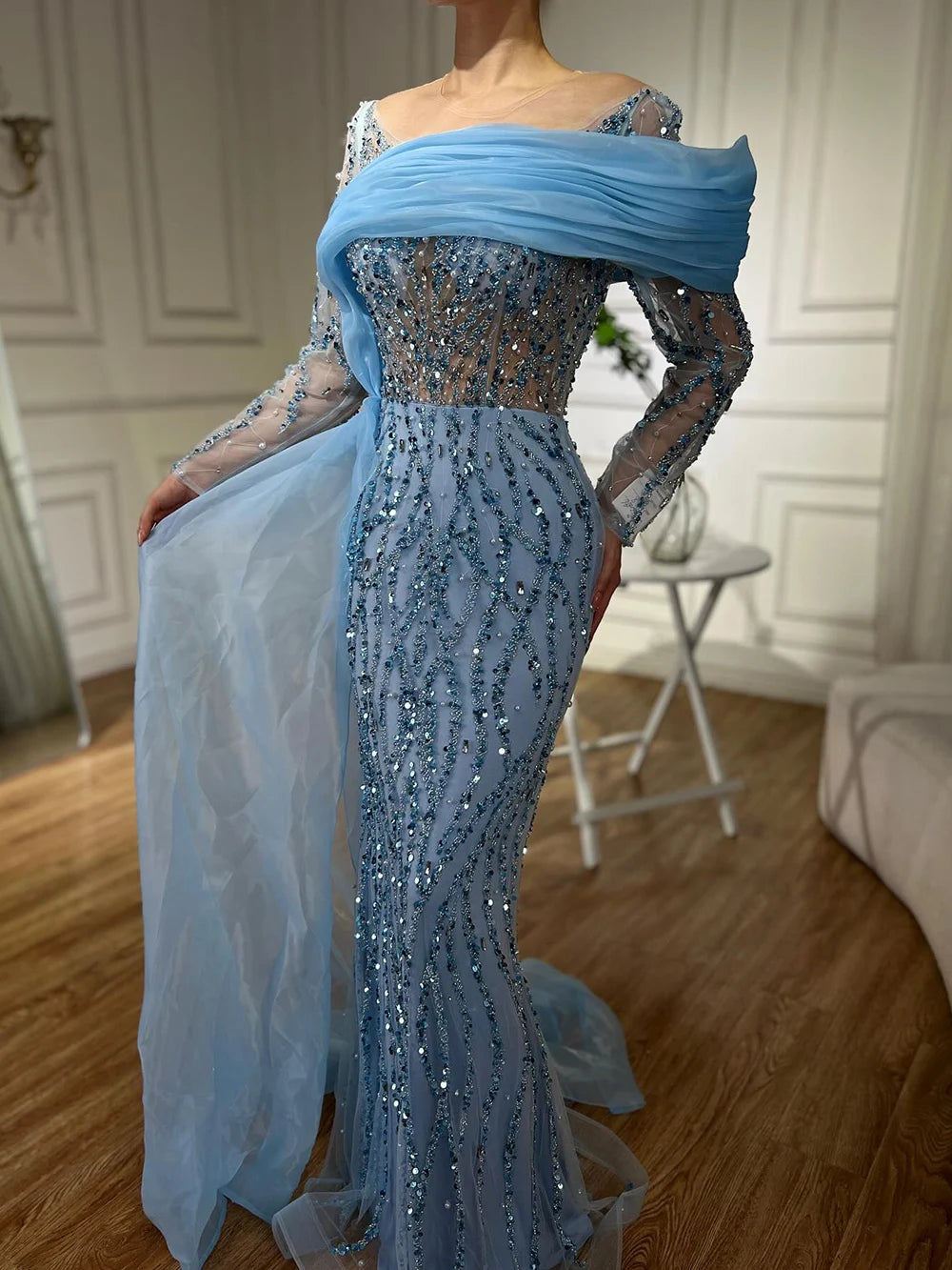 Luxury Olive Green Beaded Mermaid Evening Dress with Crystal LA72396 - SERENE HILL