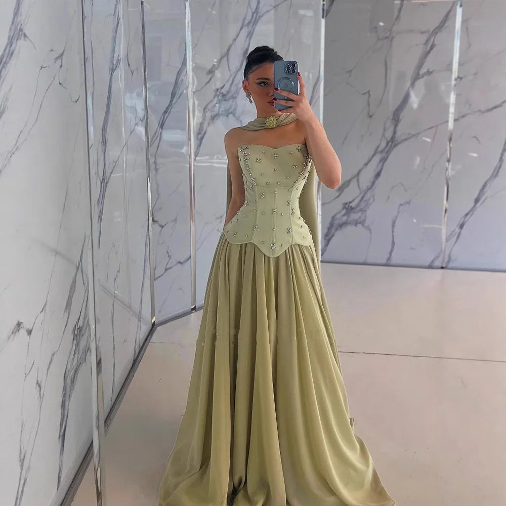 Classy Sage Green Strapless A-Line Chiffon Evening Dress LA73073 SERENE HILL Classy Sage Green Strapless A-Line Chiffon Evening Dress LA73073 SERENE HILL