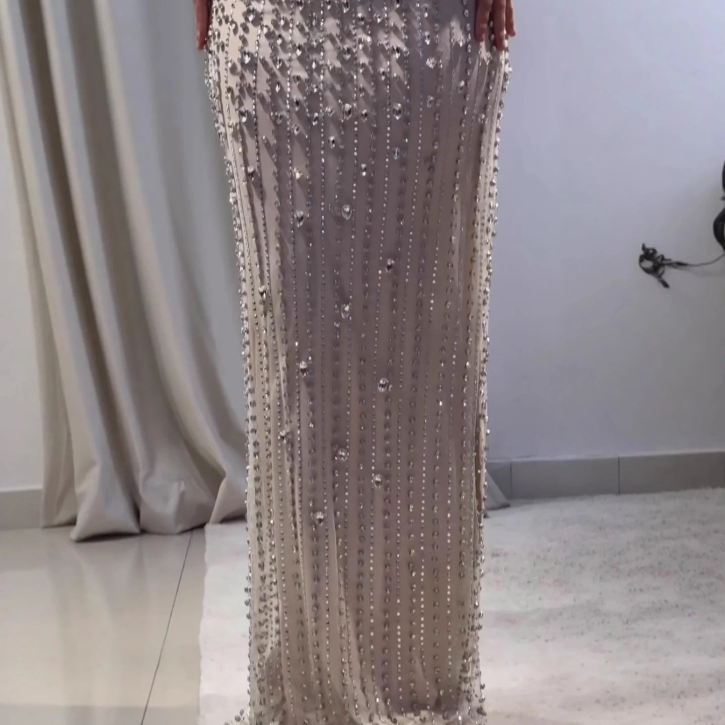 Luxury Nude Luxury Crystal Beaded Evening Dress LA73352 - SERENE HILL