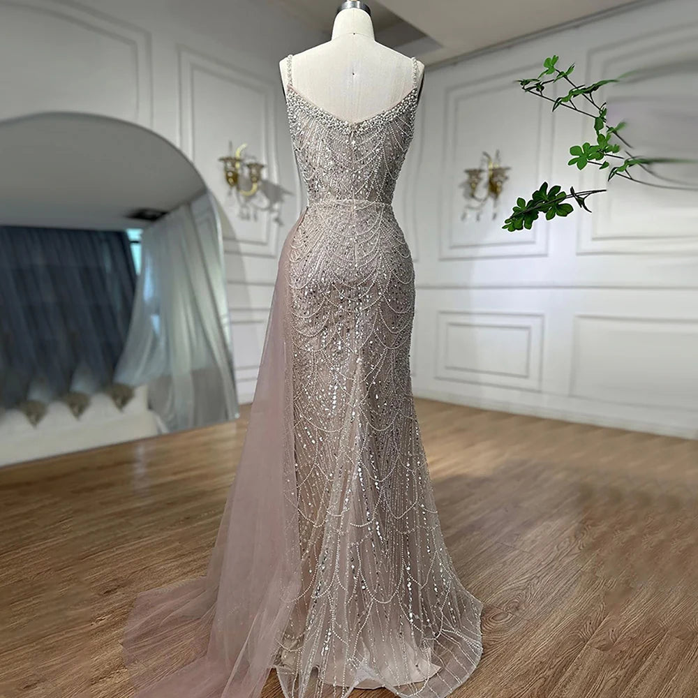 Nude Mermaid Spaghetti Straps Beaded Evening Gown 2025 LA72189 - SERENE HILL