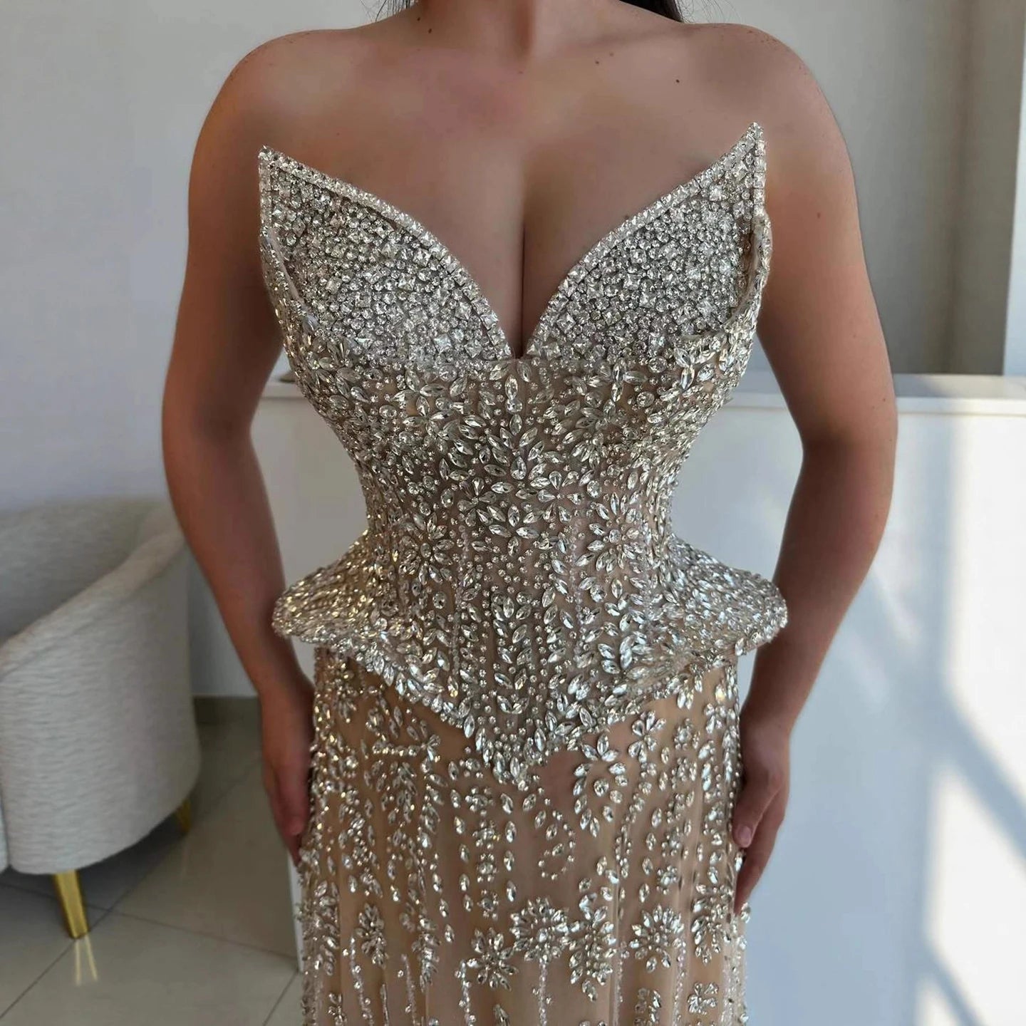 Luxury Kosovo Crystal A-Line Two Piece Evening Dress LA73209 - SERENE HILL