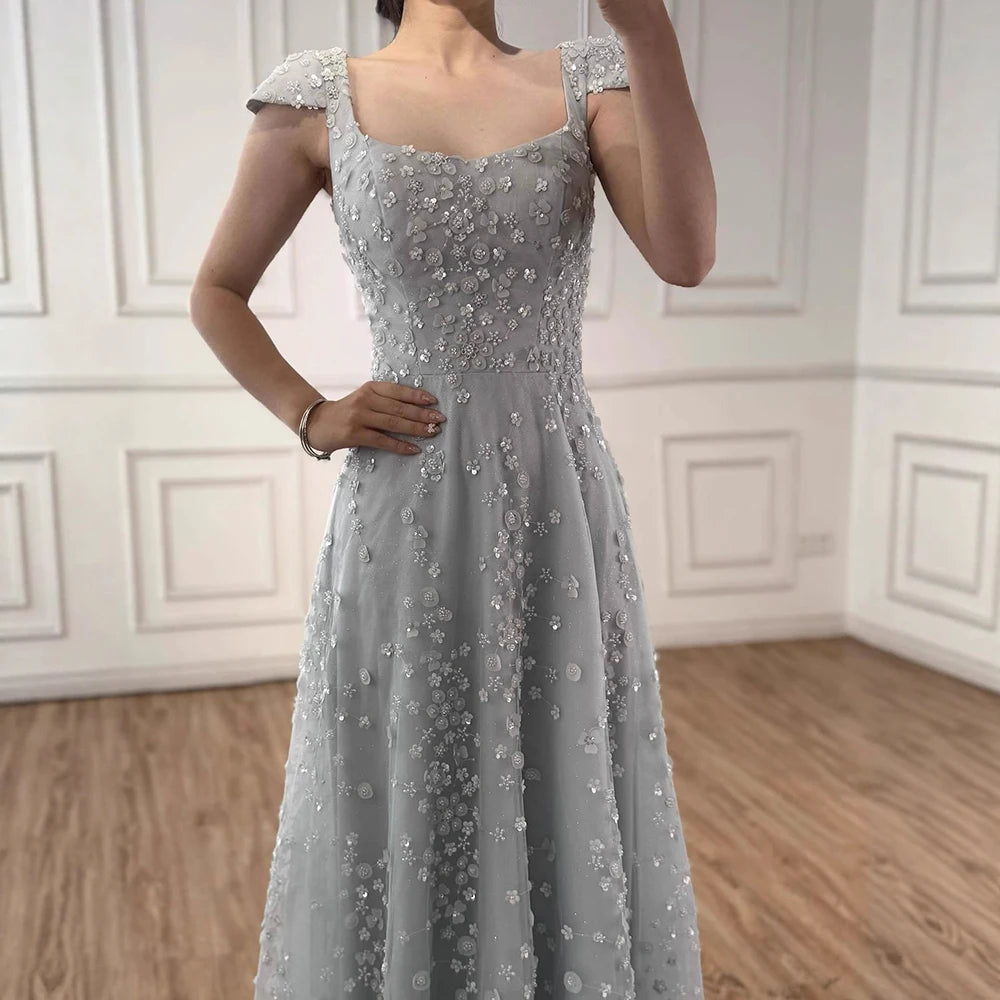 Luxury Pink Floral Appliqué Evening Dress with Open Back 2025 LA73119 - SERENE HILL
