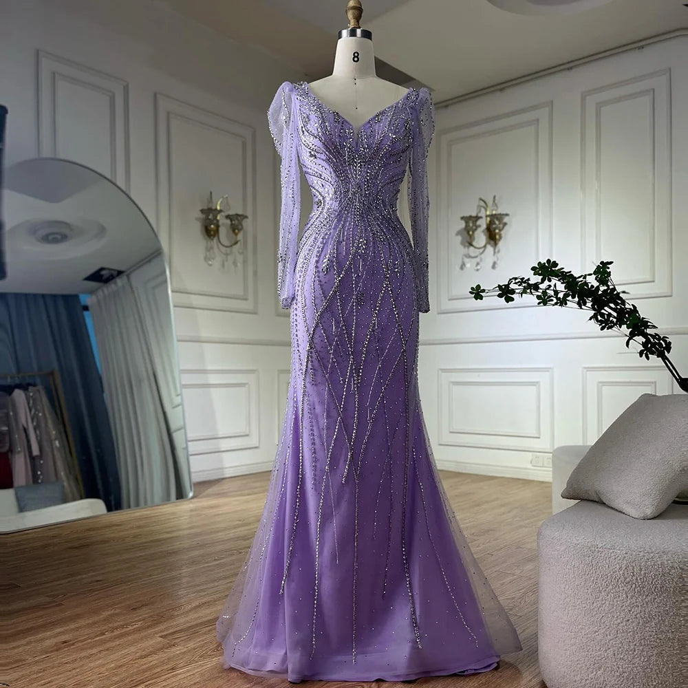 Luxury Nude Beaded Mermaid Evening Gown LA72827 for Formal Occasion - SERENE HILL