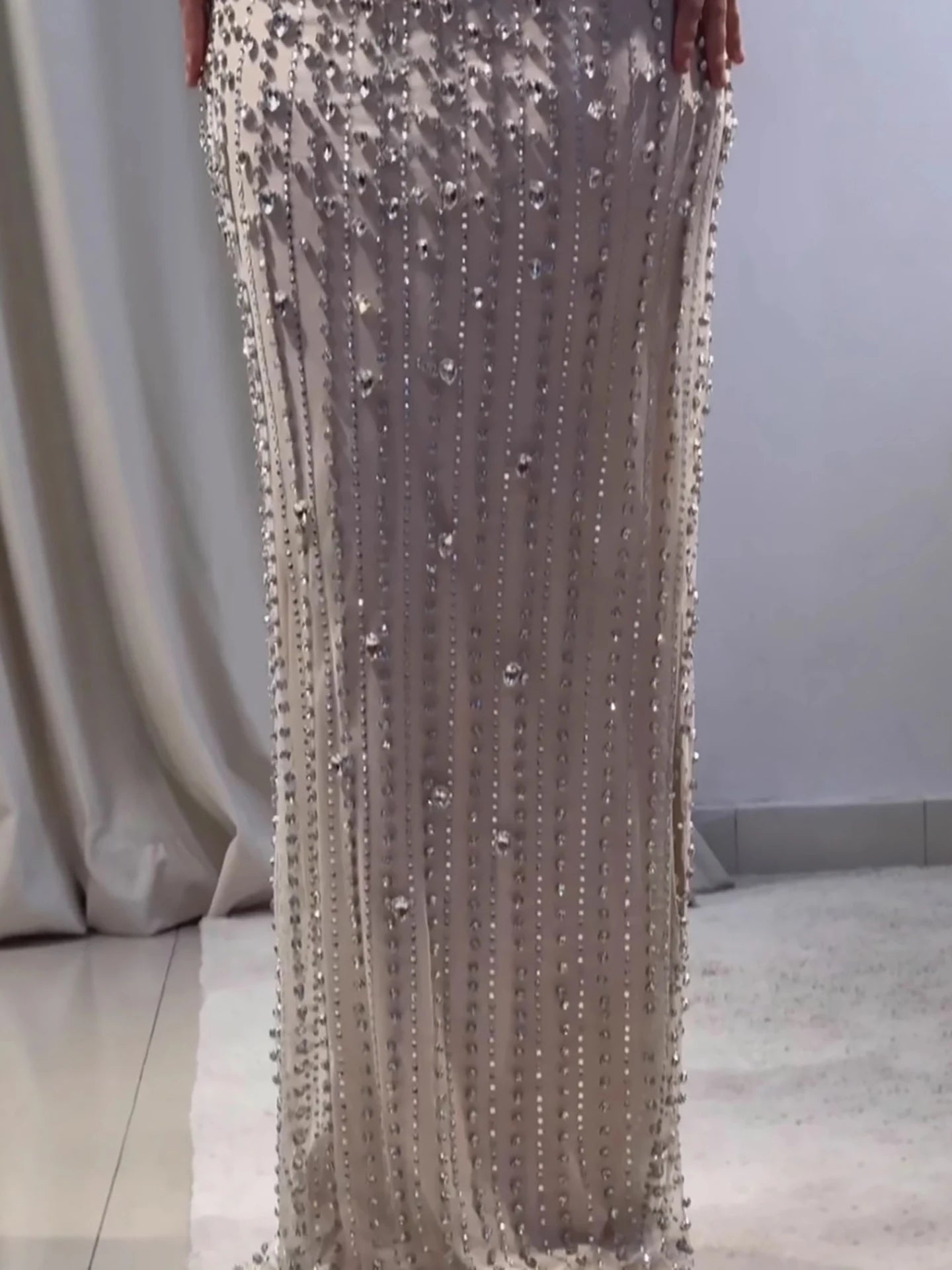 Luxury Nude Luxury Crystal Beaded Evening Dress LA73352 - SERENE HILL