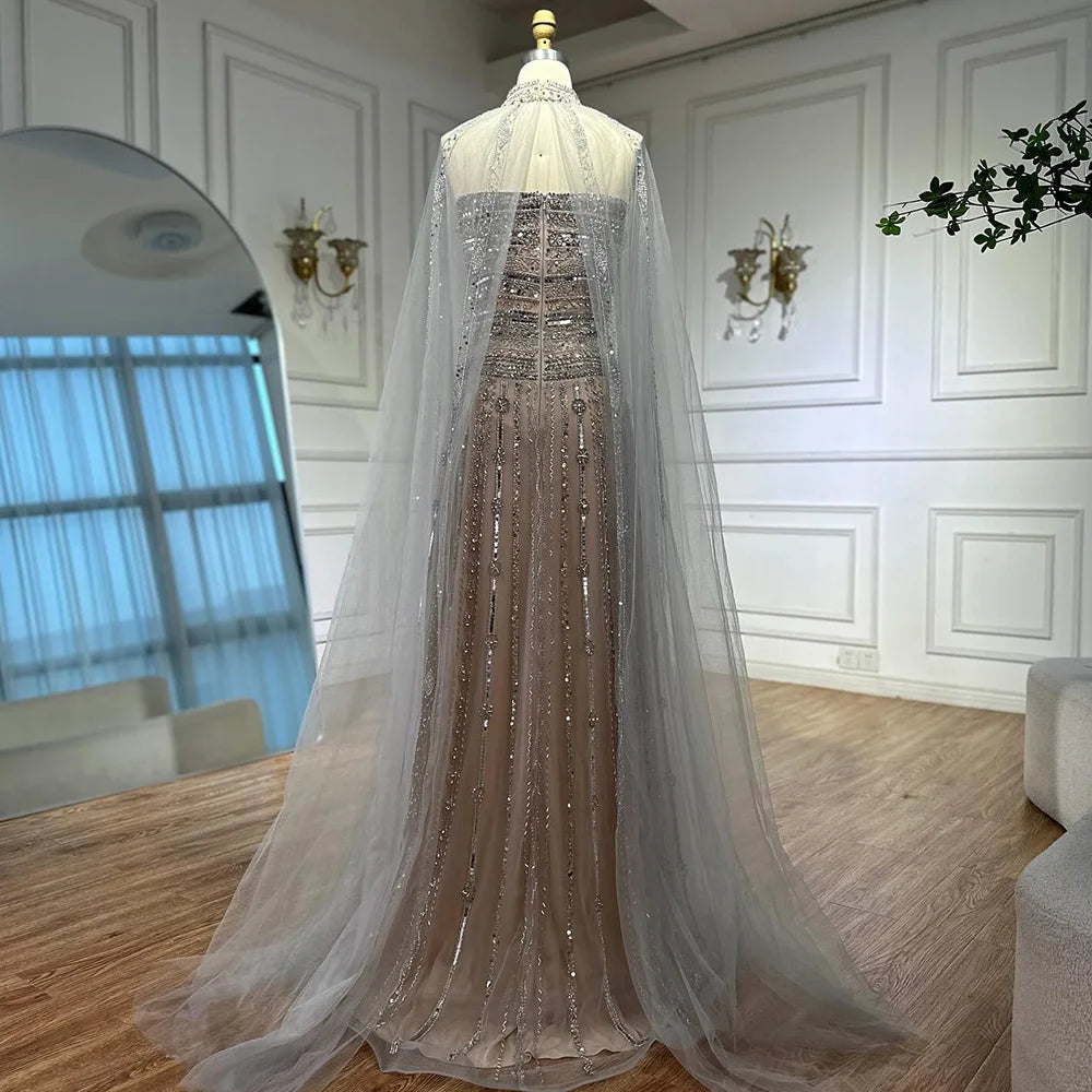 Luxury Dubai Caramel A-Line Beaded Evening Dress LA72873 - SERENE HILL