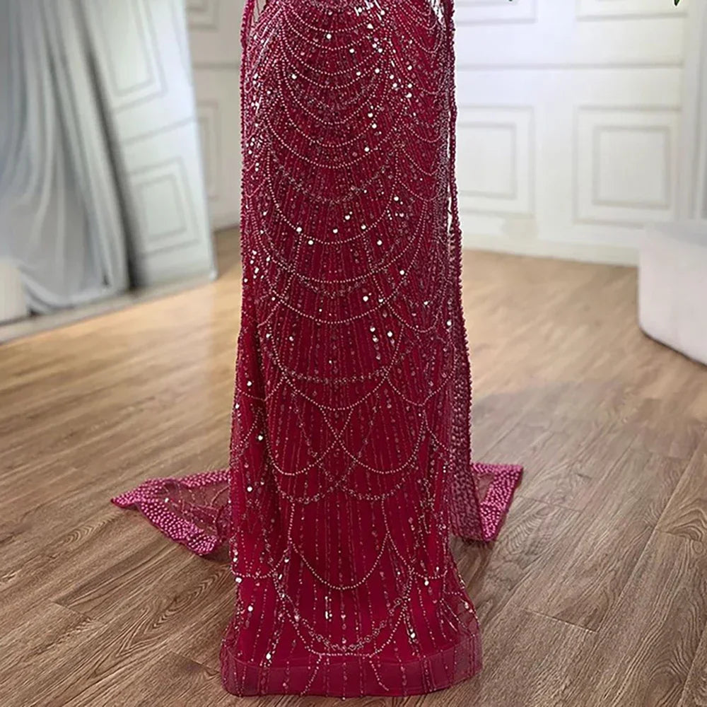 Luxury Beaded Gown With Cape Sleeves LA72160A - SERENE HILL
