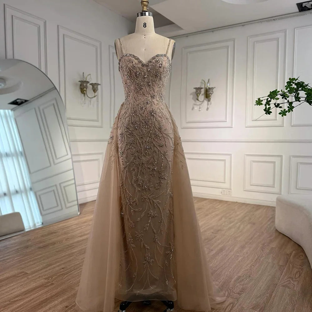 Luxury Nude Beaded Evening Dress with Overskirt 2025 LA73121 - SERENE HILL
