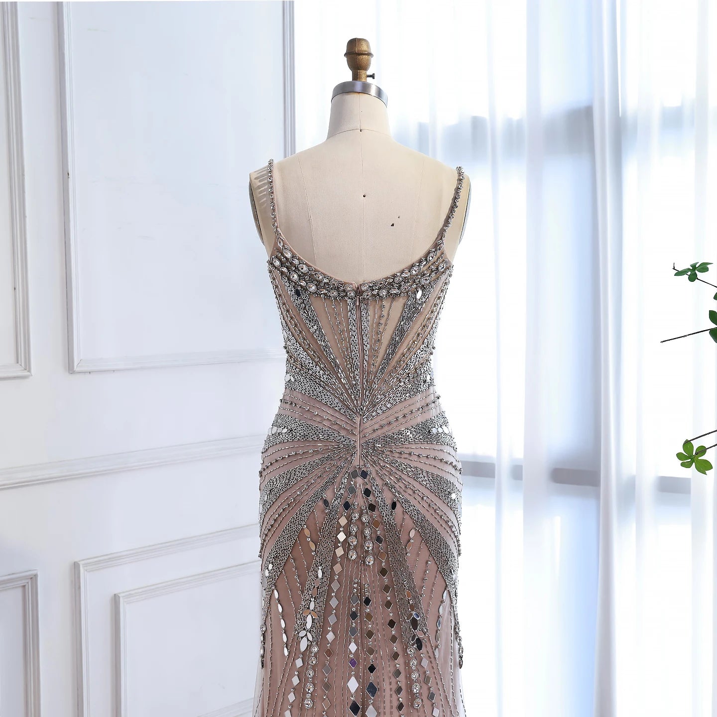 Luxury Nude Corset Beaded Mermaid Prom Dress LA72803A - SERENE HILL
