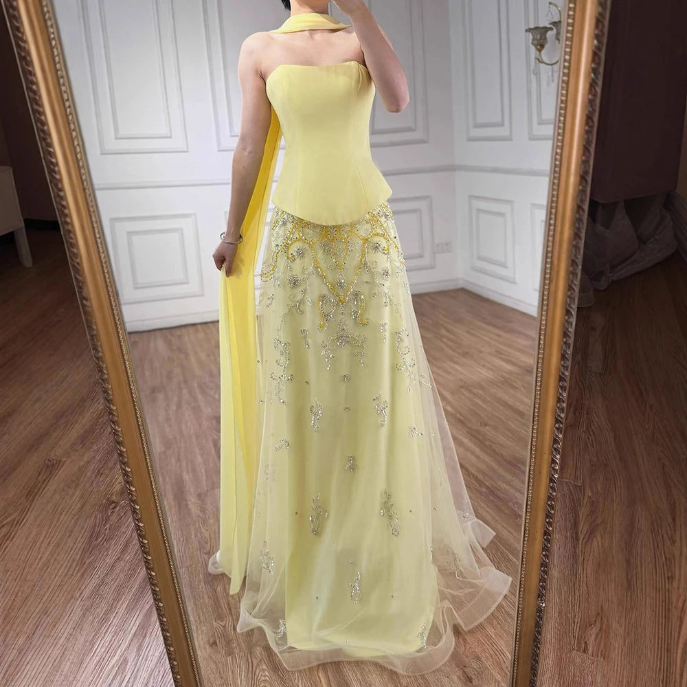 Elegant Sage Green Beaded A-Line Evening Dress Gown LA72809 - SERENE HILL
