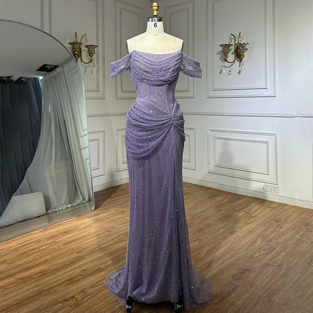 Dubai Elegant Purple Evening Dress with Sleeveless Tulle LA72790 SERENE HILL Dubai Elegant Purple Evening Dress with Sleeveless Tulle LA72790 SERENE HILL