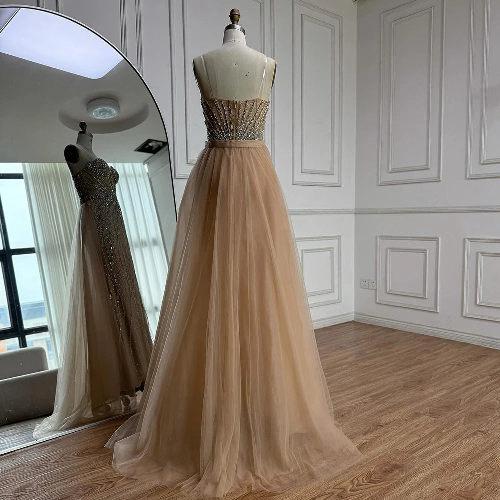 Luxury Nude Beaded Mermaid Evening Dress LA73133 - SERENE HILL