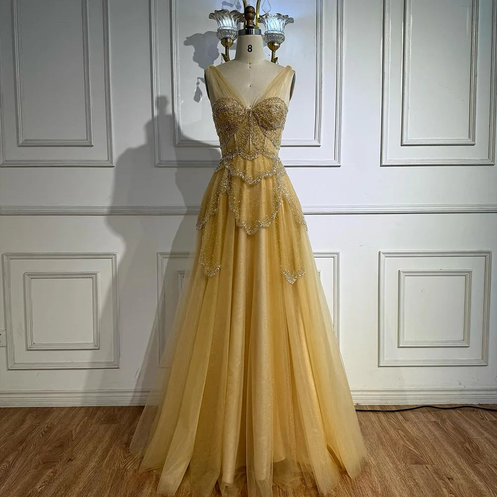 Luxury Sage Green Beaded A-Line Off-Shoulder Evening Dress LA72605 - SERENE HILL