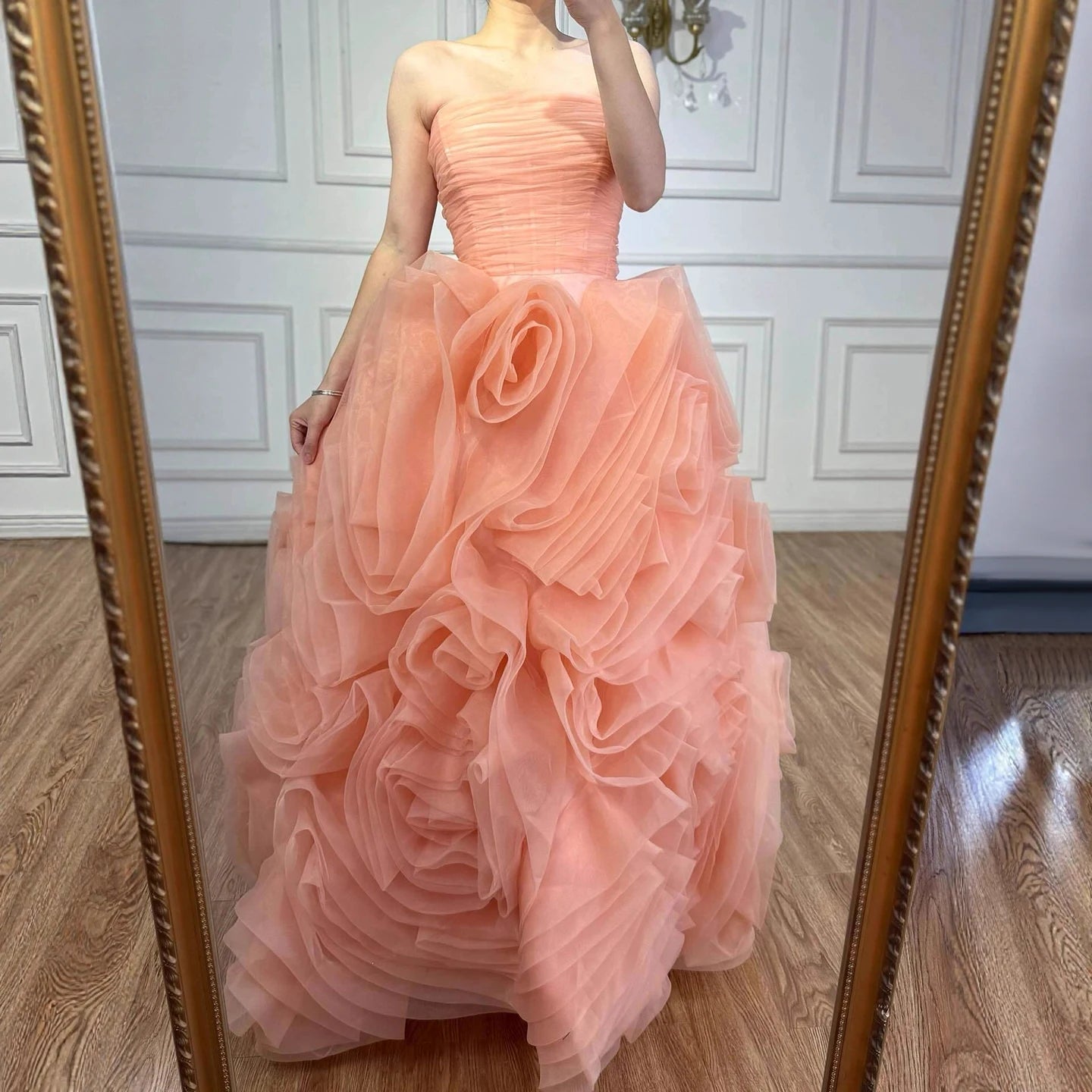 Luxury Purple 3D Rose Flower Strapless Princess Evening Dress LA73176 - SERENE HILL