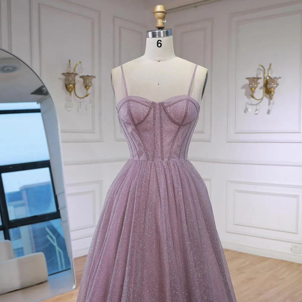 Luxury Pink Glitter A Line Evening Dress with Bodice LA73017 - SERENE HILL
