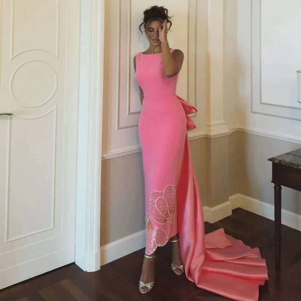 green emerald velvet dress Elegant A-Line One Shoulder Coral Chiffon Long Bridesmaid Dress main image 1