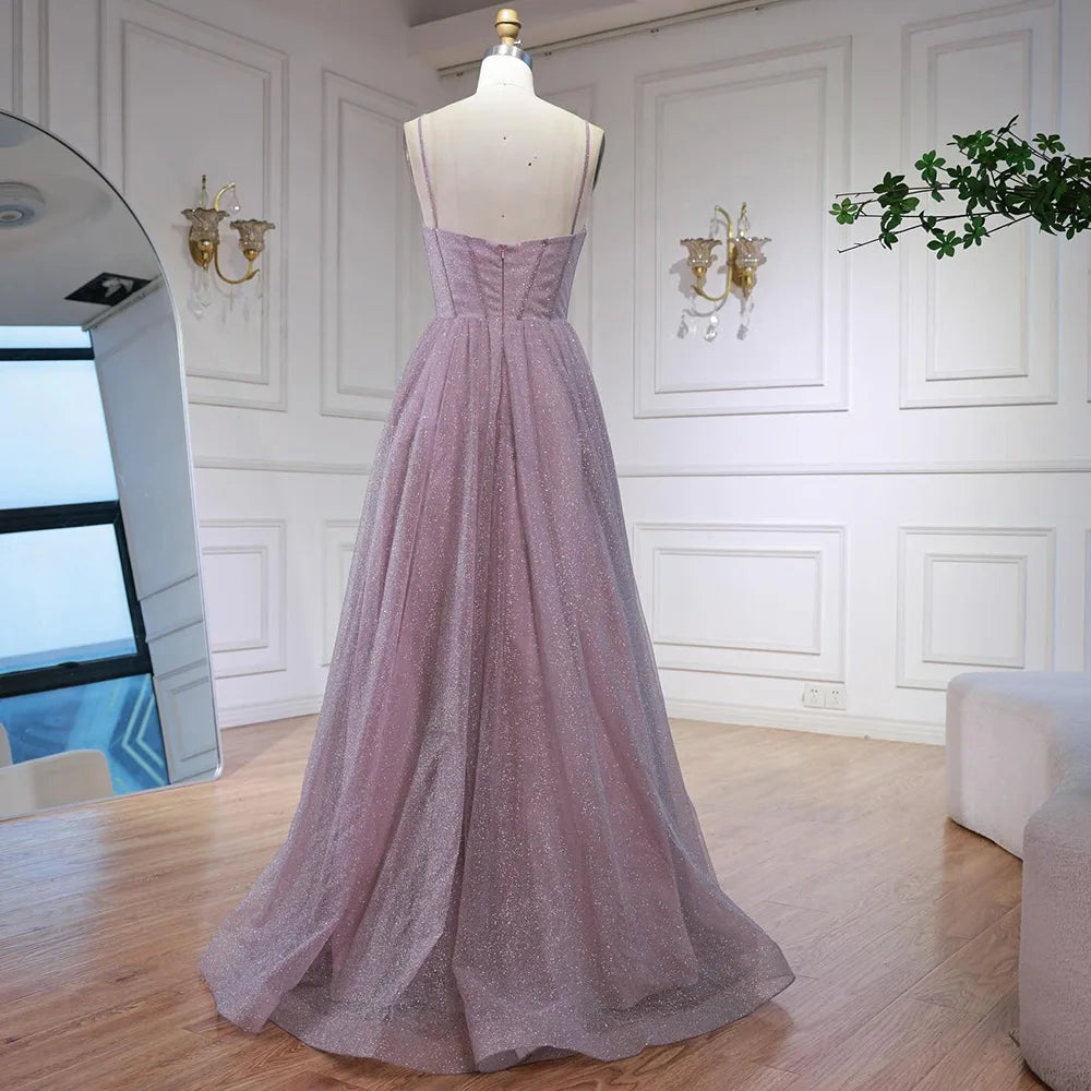 Luxury Pink Glitter A Line Evening Dress with Bodice LA73017 - SERENE HILL