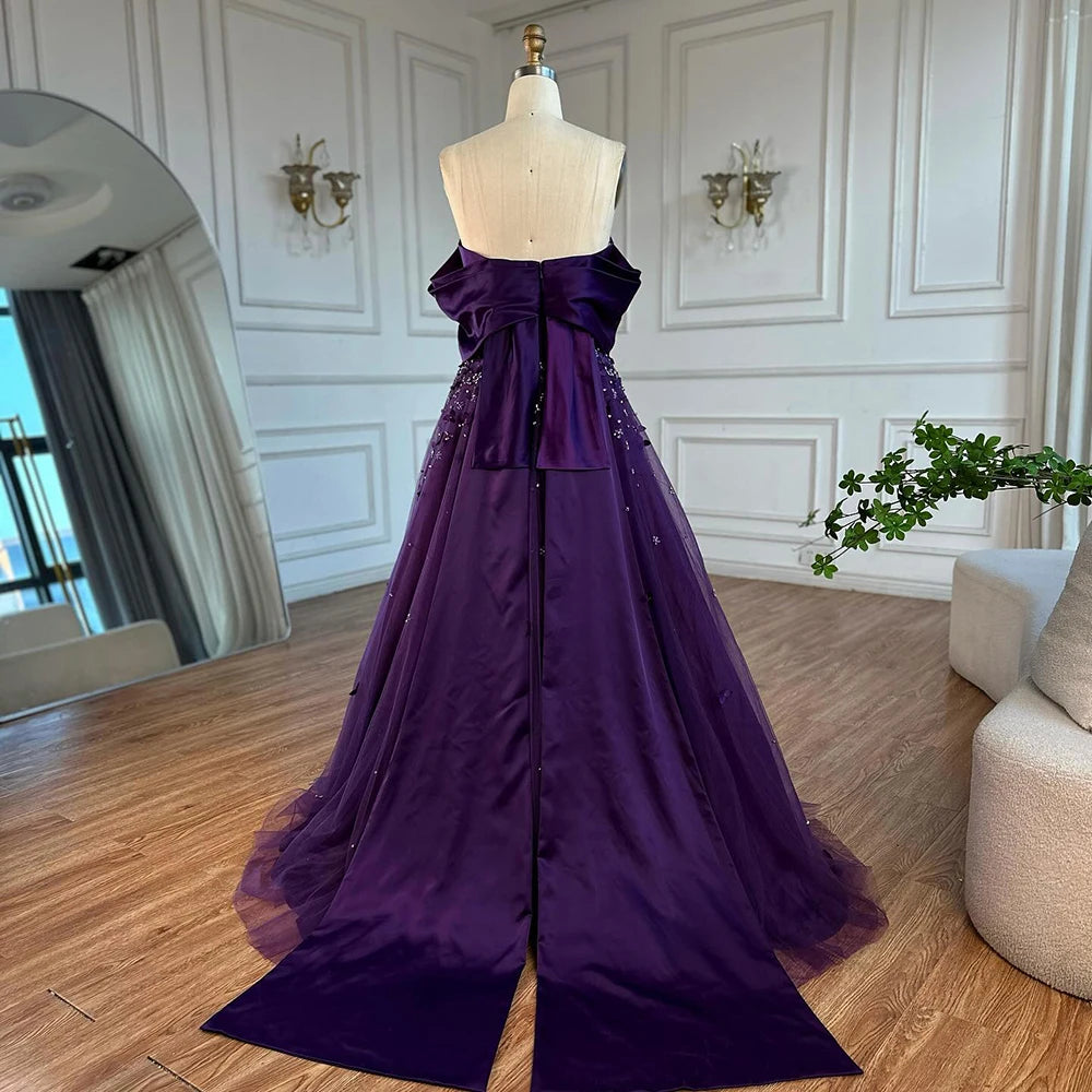 Arabia Peach Off the Shoulder A Line Satin Appliques Evening Dress Gown LA72830 - SERENE HILL