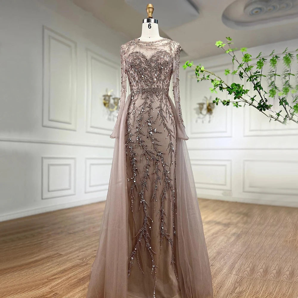 Serene Hill Muslim Green Elegant Mermaid Lace Beaded Luxury Long Evening Dresses Gowns For Women Wedding Party 2025 LA71653L - SERENE HILL