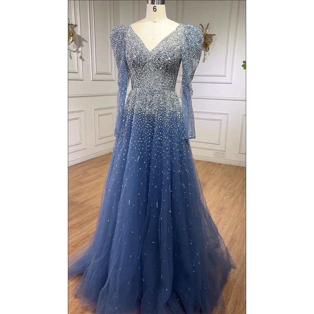 Green Mermaid Elegant With Skirt Sleeves Beaded Evening Dresses Gowns For Party LA71762 - SERENE HILL