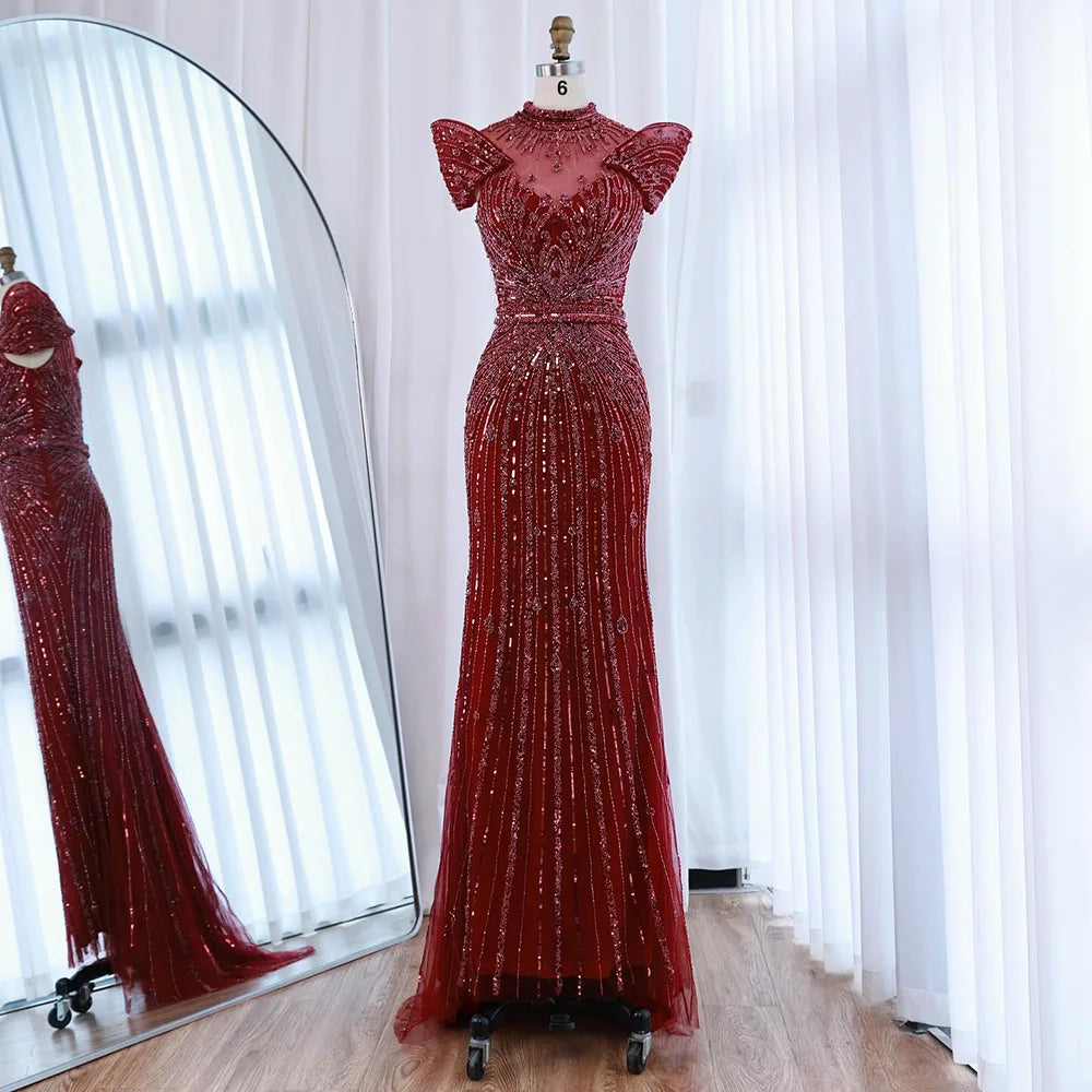 Luxury Caramel Mermaid Beaded Evening Dress LA73082 - SERENE HILL