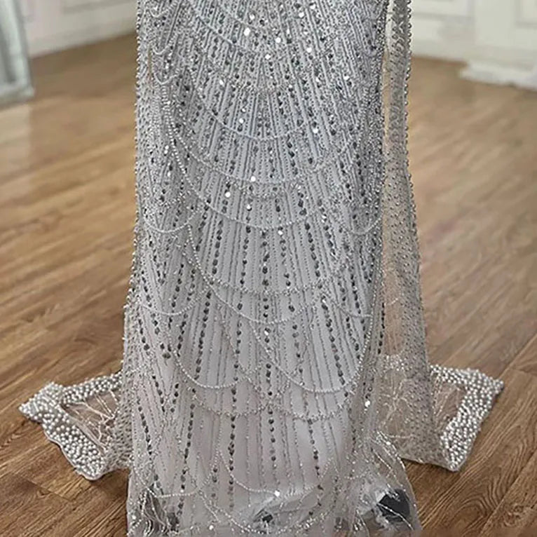 Luxury Arabic Mermaid Evening Dress with Cape Sleeves Plus SizeLA72590A - SERENE HILL